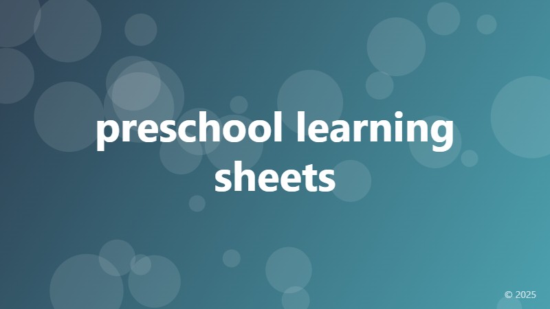 preschool learning sheets
