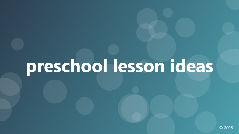 preschool lesson ideas