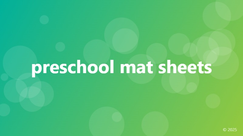 preschool mat sheets