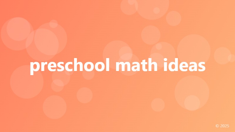 preschool math ideas