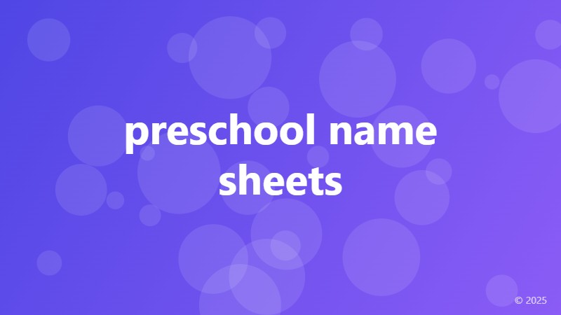 preschool name sheets