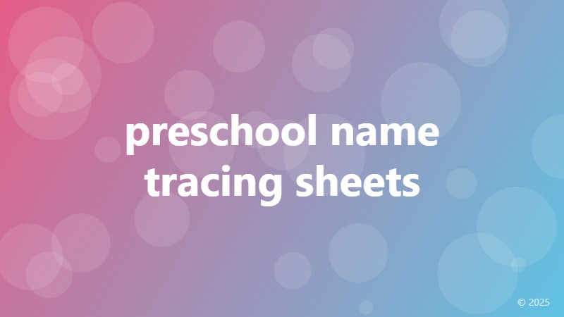 preschool name tracing sheets