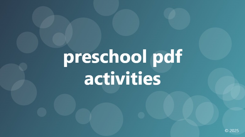 preschool pdf activities