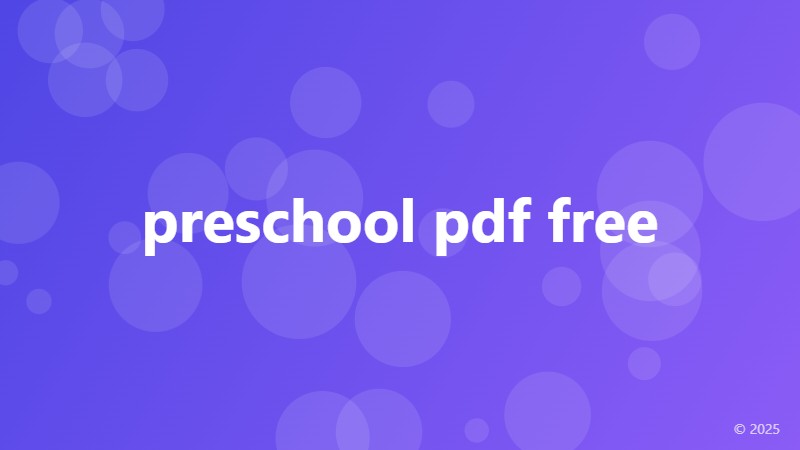 preschool pdf free