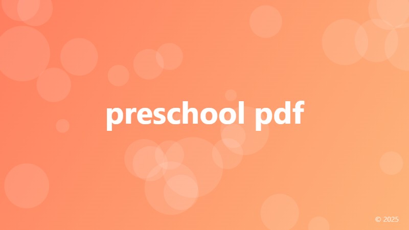 preschool pdf
