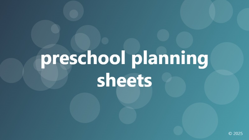 preschool planning sheets