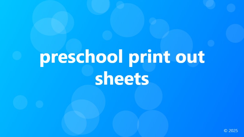 preschool print out sheets