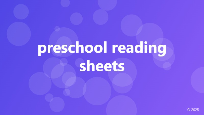 preschool reading sheets