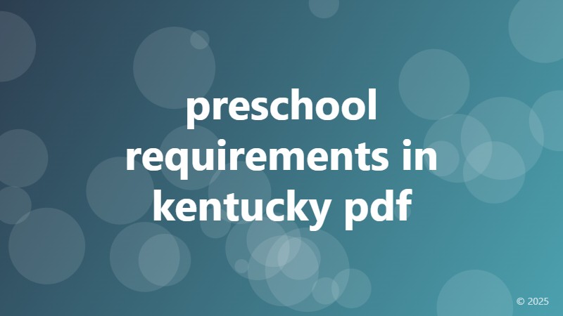 preschool requirements in kentucky pdf