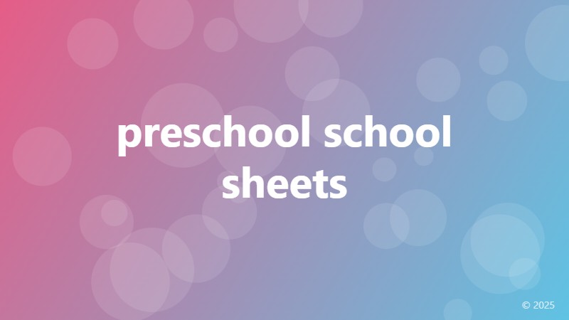 preschool school sheets
