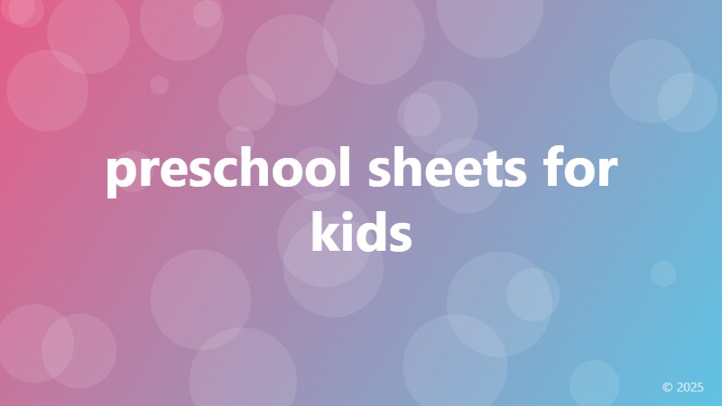 preschool sheets for kids