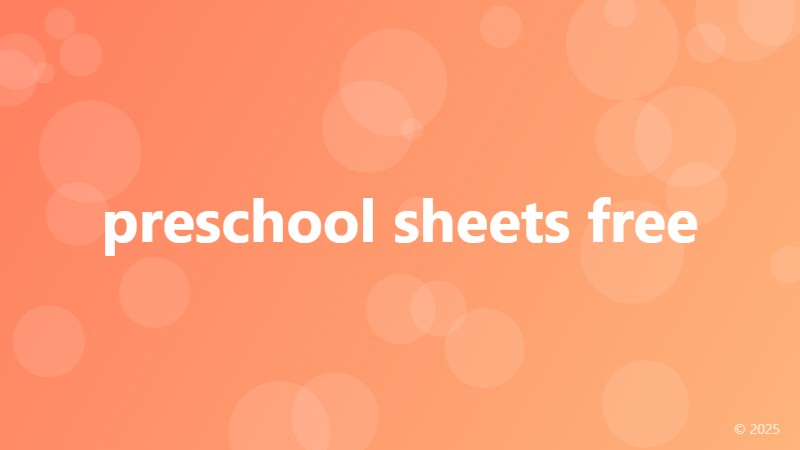 preschool sheets free