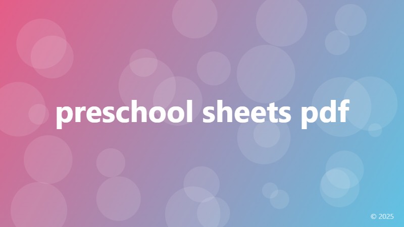 preschool sheets pdf