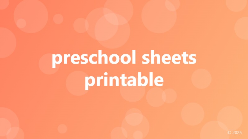 preschool sheets printable