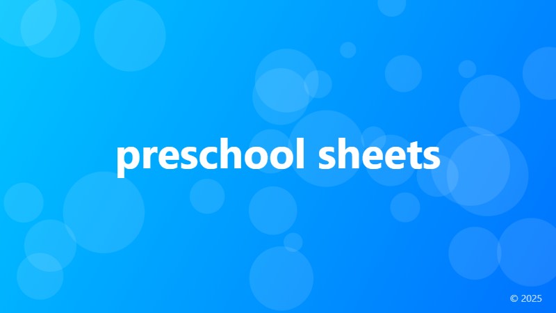 preschool sheets