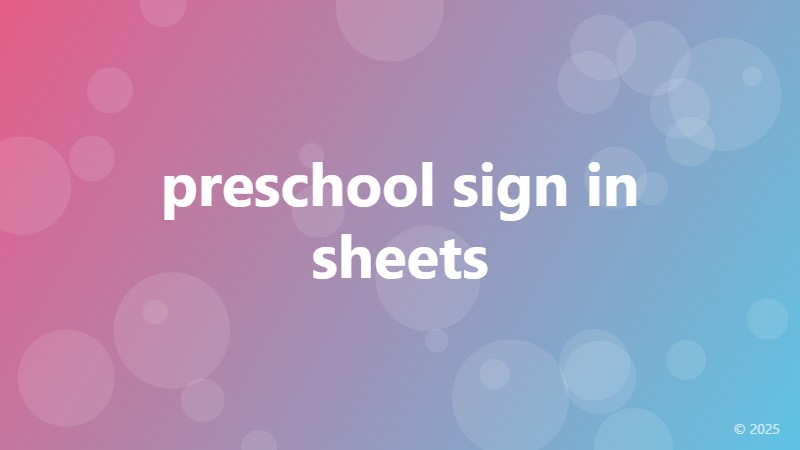 preschool sign in sheets