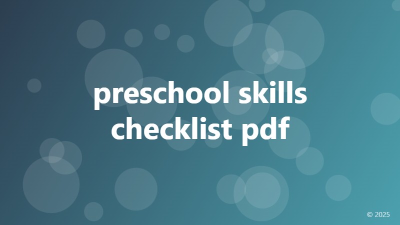 preschool skills checklist pdf