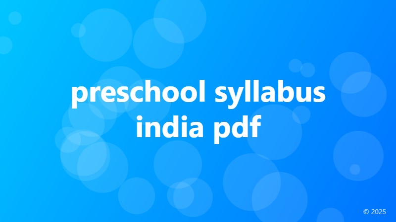 preschool syllabus india pdf