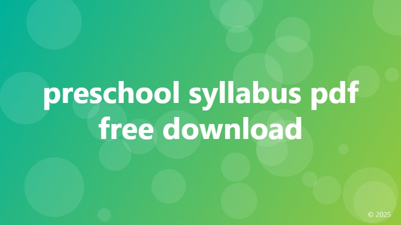 preschool syllabus pdf free download