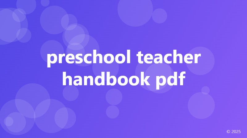 preschool teacher handbook pdf