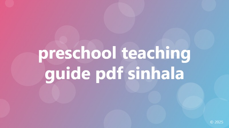 preschool teaching guide pdf sinhala