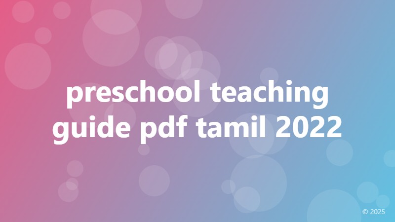 preschool teaching guide pdf tamil 2022