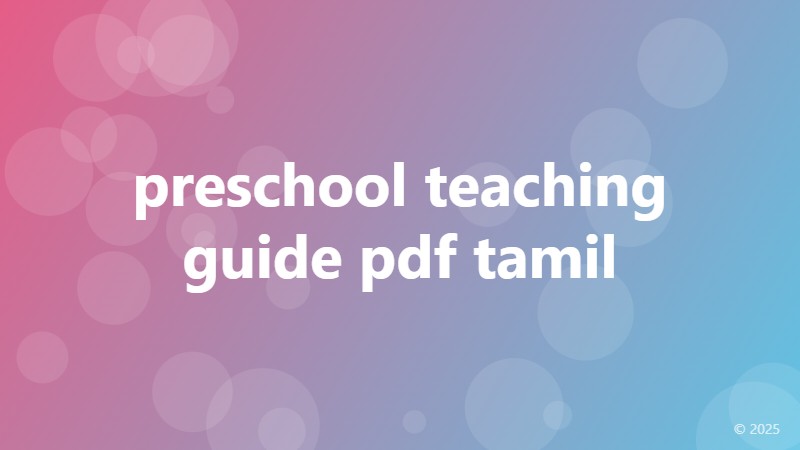 preschool teaching guide pdf tamil