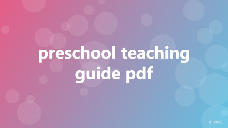 preschool teaching guide pdf