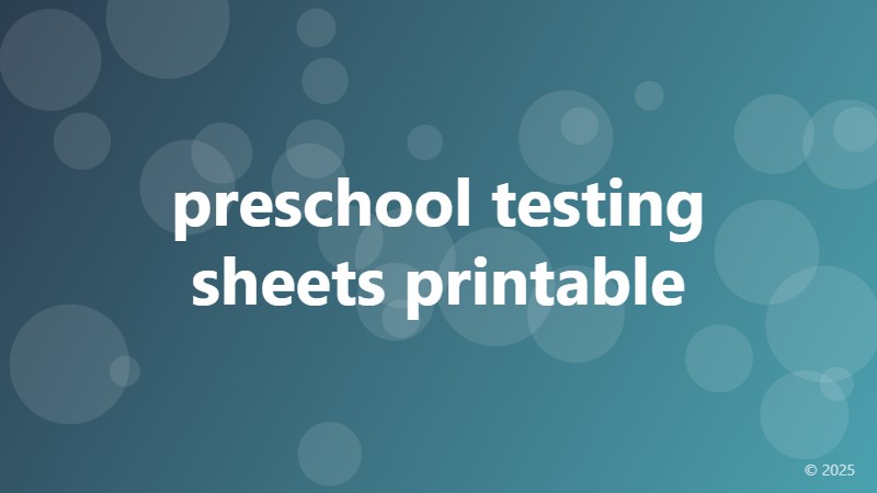 preschool testing sheets printable