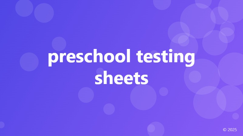 preschool testing sheets