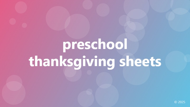 preschool thanksgiving sheets