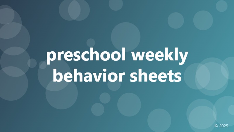 preschool weekly behavior sheets