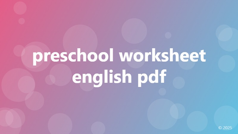preschool worksheet english pdf
