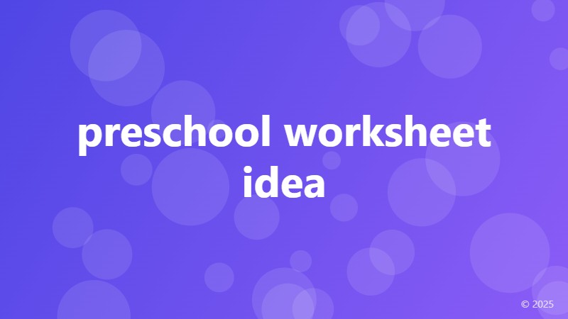 preschool worksheet idea