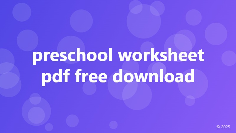 preschool worksheet pdf free download