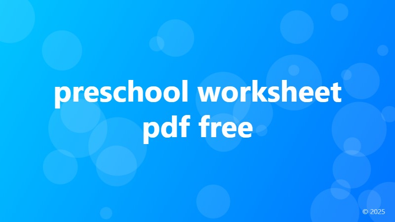 preschool worksheet pdf free