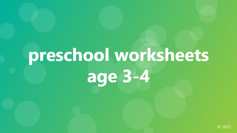 preschool worksheets age 3-4