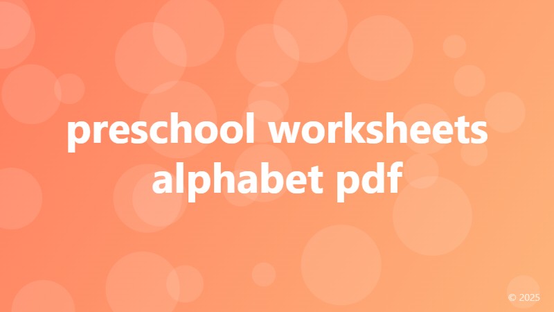 preschool worksheets alphabet pdf