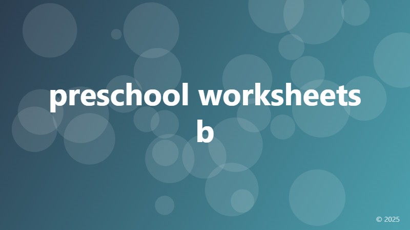 preschool worksheets b