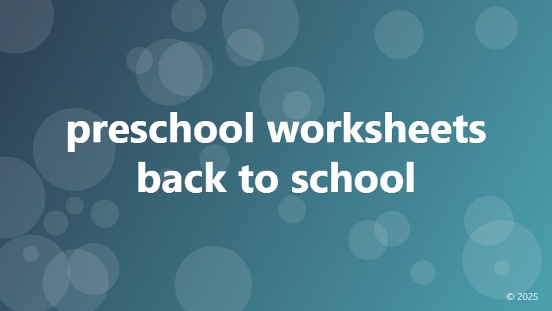 preschool worksheets back to school
