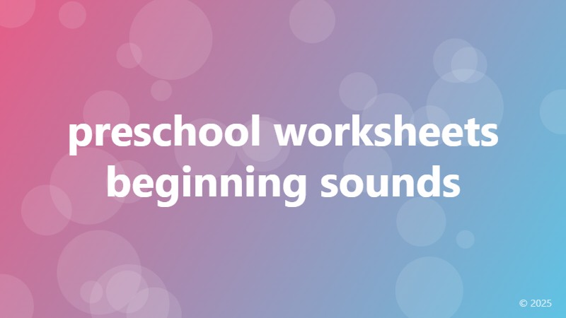 preschool worksheets beginning sounds