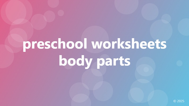 preschool worksheets body parts