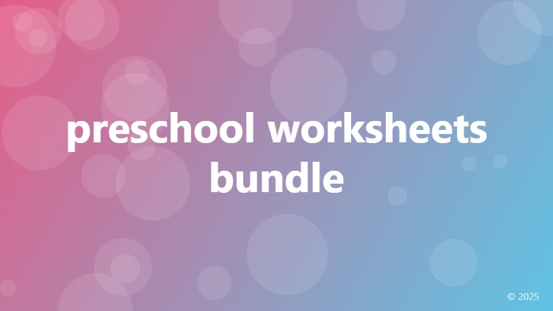 preschool worksheets bundle