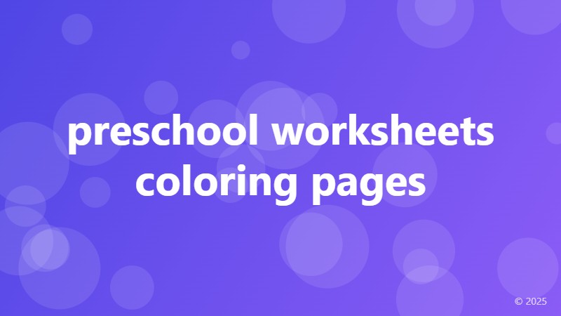 preschool worksheets coloring pages