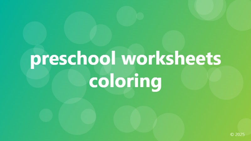 preschool worksheets coloring
