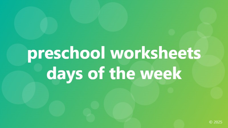 preschool worksheets days of the week