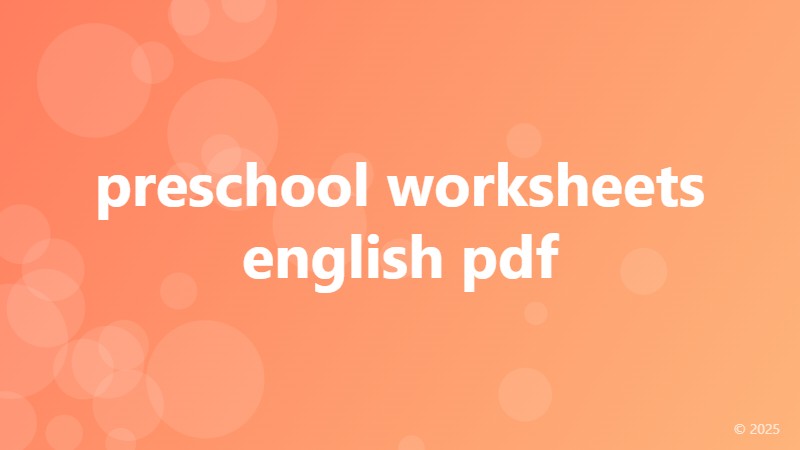 preschool worksheets english pdf