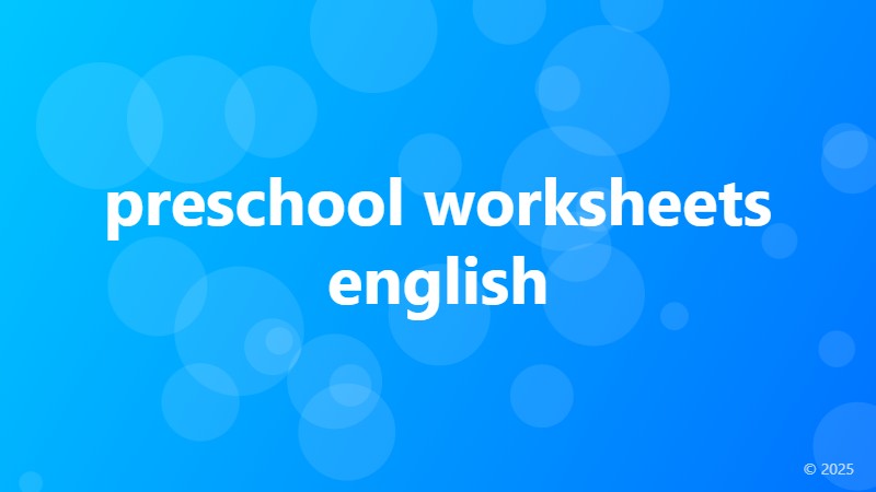 preschool worksheets english