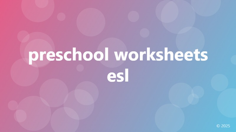 preschool worksheets esl
