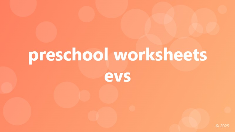 preschool worksheets evs